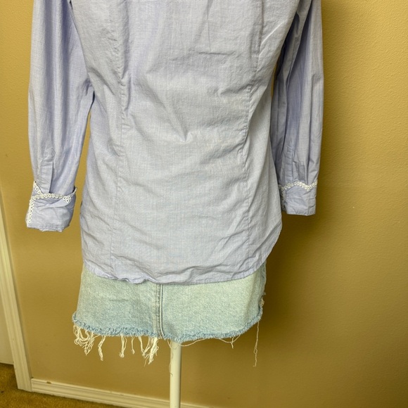J Crew Perfect Shirt with eyelet Trim Size 8 - Picture 10 of 11